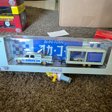 Coca-Cola Diecast Set 1973 Chevy Cheyenne Super 30 w/ Trailer White/Blue picture