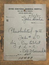 1941 prescription PHENOBARBITAL J Edmundson Memorial Hospital Council Bluffs IA picture