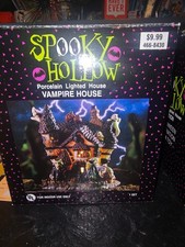 Spooky Hollow Vampire House Porcelain Lighted House Vintage Halloween picture