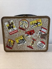 OHIO ART 1960’s Mid-Century Metal Lunch Box World Travel Stickers Countries picture