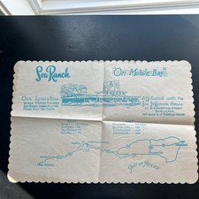 Vintage c1950s Sea Ranch Mobile AL Restaurant Menu 14”x9.5” picture