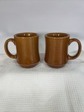 Set of 2 Diner Mugs Brown Ceramic Restaurant Ware Americana Classic picture