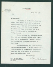 1938 Judge Irving Lehman NY Court Appeals Signed Letter Jung Lehman Brothers  picture