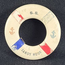 Vintage SS Sandy Hook Souvenir Wood Life Ring 4