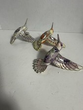 Lena Liu's Precious Jewels Humming Bird Set of 3 Heirloom Porcelain Ornaments picture
