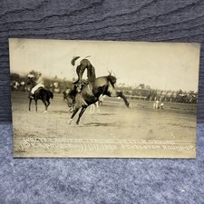 1928 Pendleton Round-Up RPPC Walter Bonifer Bucking Horse Rodeo Postcard picture