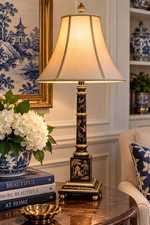 Bombay Company Chinoiserie Black Gold Pagoda Bird Table Lamp 30” 3-Way picture