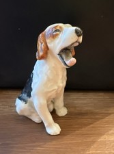 Vintage Japanese Porcelain Yawning Hound Dog Figurine Mid-Century Ceramic Japan picture