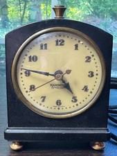 Vintage 1930s Hammond Synchronous Electric Alarm Clock Art Deco RUNS & LIGHTS UP picture