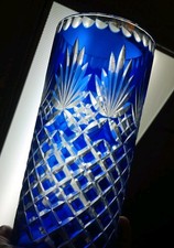 Rare VTG Nachtmann Fairy Lamp Cobalt Blue Cut To Clear Complete W/ Base Decor picture