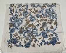 70s Vintage JCPenney Floral Bath Towel Retro Blue & Earth Tone Boho Fringe picture