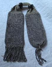 Antique Sterling Slide Crocheted Beaded Miser Purse picture