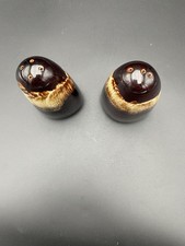 Vintage Brown Drip Glaze Salt & Pepper Shakers 4.5