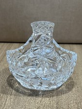 Vintage Hand Cut lead clear crystal basket Pinwheel Star of David pattern picture