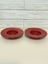 Vintage Mamma Ro Red Candleholders Pair Italian Glazed Terracotta Pottery 1