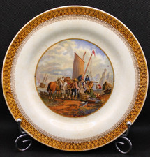 Antique Prattware Plate Landing the Catch No 123 7.25