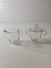Vintage Imperial Clear Glass Candlewick Cream & Sugar Bowl. 3 Inches Tall picture