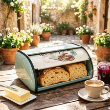 SOTECH Blue Bread Box Kitchen Container for Bread Food Storage Vintage Boxes picture