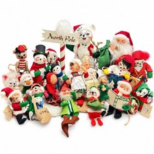 Vintage Annalee Christmas Doll Lot Santa Claus Mrs Claus Elves Mice Felt Figures picture
