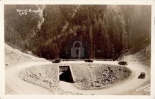 Yellowstone Park Wyoming WY Spiral Bridge Y N P Cars Scene RPPC Postcard COPY picture