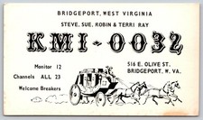 Vintage KMI-0032 CB Radio QSL Postcard Bridgeport WV Stagecoach Art C96 picture