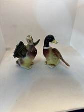 Kasuga Ware VINTAGE PORCELAIN CERAMIC GEESE SALT & PEPPER SHAKERS,  JAPAN.  picture