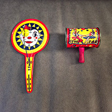 Vintage Clown Tin Noisemakers Set Of 2 picture