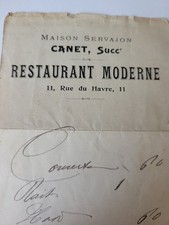 Vintage Late 1800s French RESTAURANT MODERNE Check 11 Rue Du Havre 11 Paris  picture