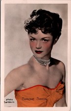 Simone Simon French Actress Vintage Real Photo RPPC Postcard Samlevin 191 picture