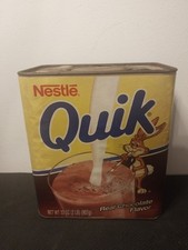 Vintage 1980s/1990s Nestle Quik Tin/Container/Canister 32 Oz 2 Lbs - Empty picture
