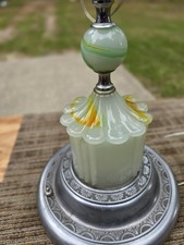  Art Deco ~ Mico ~ Smoking Stand Houze Slag Glass ~ Lighter ~ Lighted Base picture