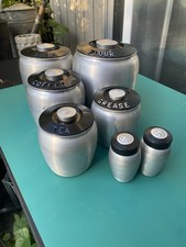 Vintage MCM Kromex Aluminum 7 Piece Canister Set Mid Century Modern picture