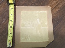 vintage 1800s antique photo man Gun and dog cool photo of time period picture