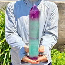 2.11LB Natural Fluorite Crystal Column Magic Wand Obelisk Point Earth Healing picture
