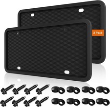 License Plate Frames, 2 Pack, Universal US Car Black TPU Bracket Holder. Rust... picture