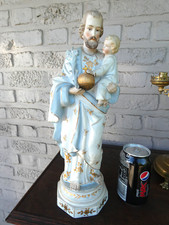 Antique German bisque porcelain saint joseph  statue picture