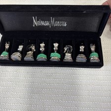 VTG TOWLE SILVERPLATE MINI SET OF 8 CHESS PCS SALT & PEPPER SHAKERS NEW IN CASE picture