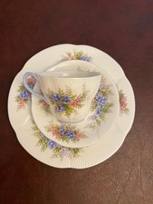 3 PC Royal Albert Blossom Time Series Wisteria Trio Teacup Saucer Plate Set picture