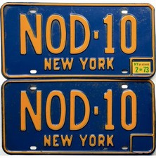 1966-1973 New York License Plate PAIR #NOD-10 YOM picture
