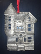 Kirk Stieff Christmas Holiday Ornament Silver Pewter Queen Anne Victorian Home picture