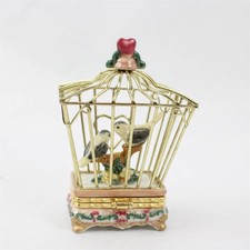 Westland Giftware Porcelain Figurine Two Birds in Cage 4in Tall - New picture