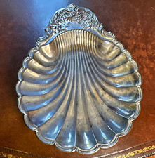Vintage Sheridan Silverplate Taunton Rose Scalloped Shell Serving Dish 11