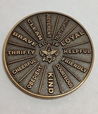 Boy Scouts of America Brass Oath Law Commemorative Token Coin NOS picture