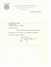 AUTOGRAPH OF J EDGAR HOOVER ON FBI STATIONERY picture