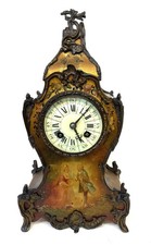 Antique French  Louis XV Style Painted & Bronze Ormolu Mantel Bracket Clock picture