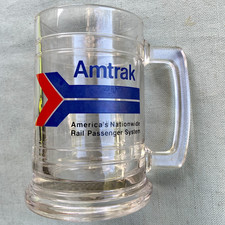Amtrak Glass Mug Stein Americas Nationwide Rail Passenger System Train Railroad picture