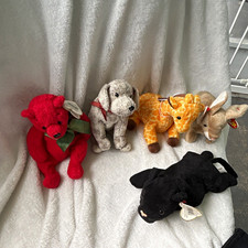 Ty Beanie Babies Plush Mixed Lot 5 Pack Animals With Tags Bear Dog Giraffe picture