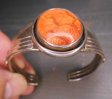 Vintage Rose & Allen Joe Boy Navajo .925 Sterling Silver Orange Agate Signed picture
