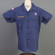 Boys Large Official BSA Boy Scout Cub Scout Short Sleeve Shirt ~ Blue -0552 picture