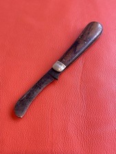 Antique Unmarked Single Blade Folding Knife Wood Handle Half Stop 3.5” picture